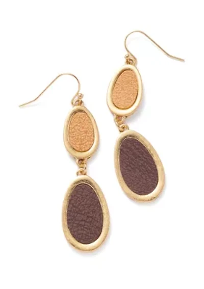 Brown Double Drop Oval Earrings
