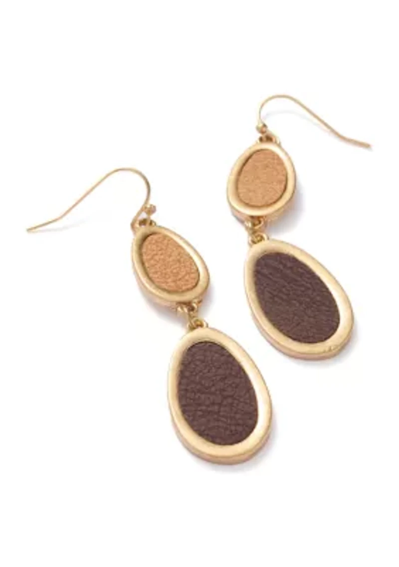 Brown Double Drop Oval Earrings