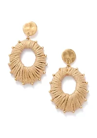 Thread Wrapped Open Oval Post Drop Earrings