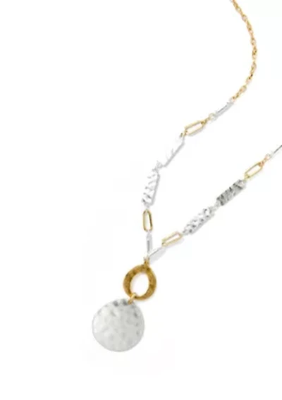 Long Tri-Tone Pendant Necklace