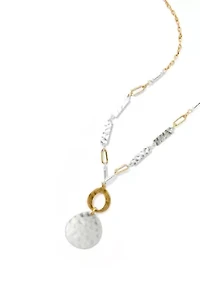 Long Tri-Tone Pendant Necklace