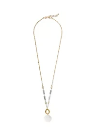 Long Tri-Tone Pendant Necklace