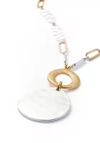 Long Tri-Tone Pendant Necklace