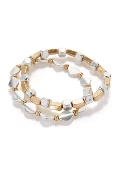 Multi Bead Two Tone Bracelet Set