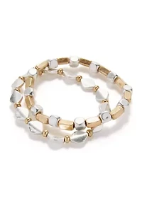 Multi Bead Two Tone Bracelet Set