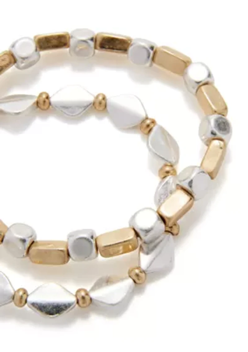 Multi Bead Two Tone Bracelet Set