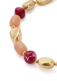 Gold Tone Chunky Bead Long Necklace