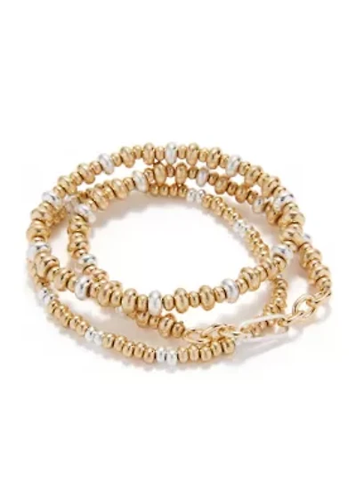 Two Tone Beaded Bracelet Set