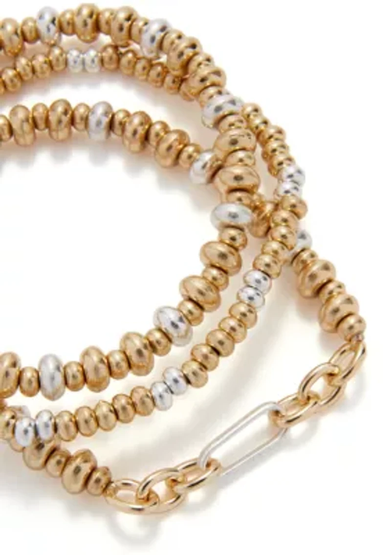 Two Tone Beaded Bracelet Set