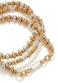 Two Tone Beaded Bracelet Set