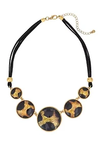 Leopard Print Resin Disc Frontal Necklace