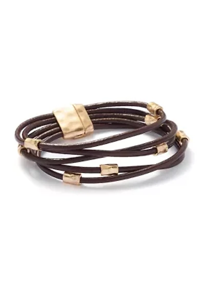 Multi Row Brown Cord Bracelet