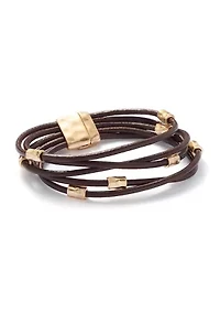 Multi Row Brown Cord Bracelet 
