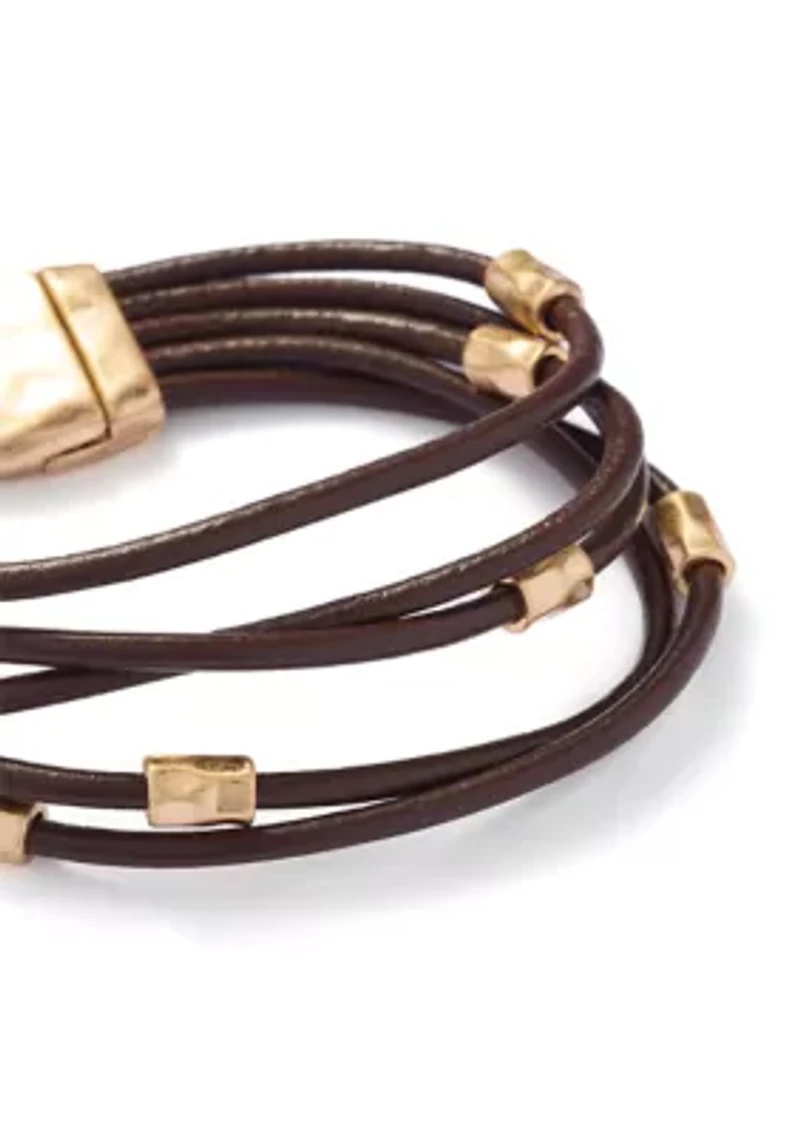 Multi Row Brown Cord Bracelet