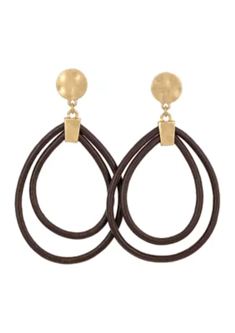 Brown Double Open Teardrop Earring