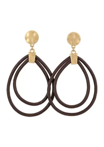 Brown Double Open Teardrop Earring