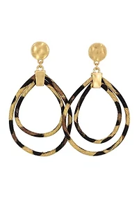 Double Open Leopard Print Cord Teardrop Earrings 
