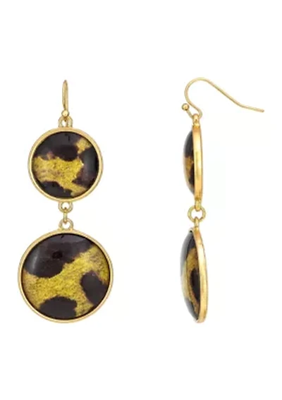 Leopard Print Resin Double Drop Earrings