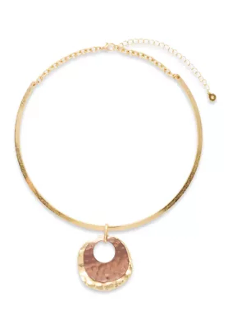 Two Tone Pendant Collar Necklace
