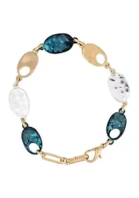 Two Tone Linked Patina Disc Bracelet