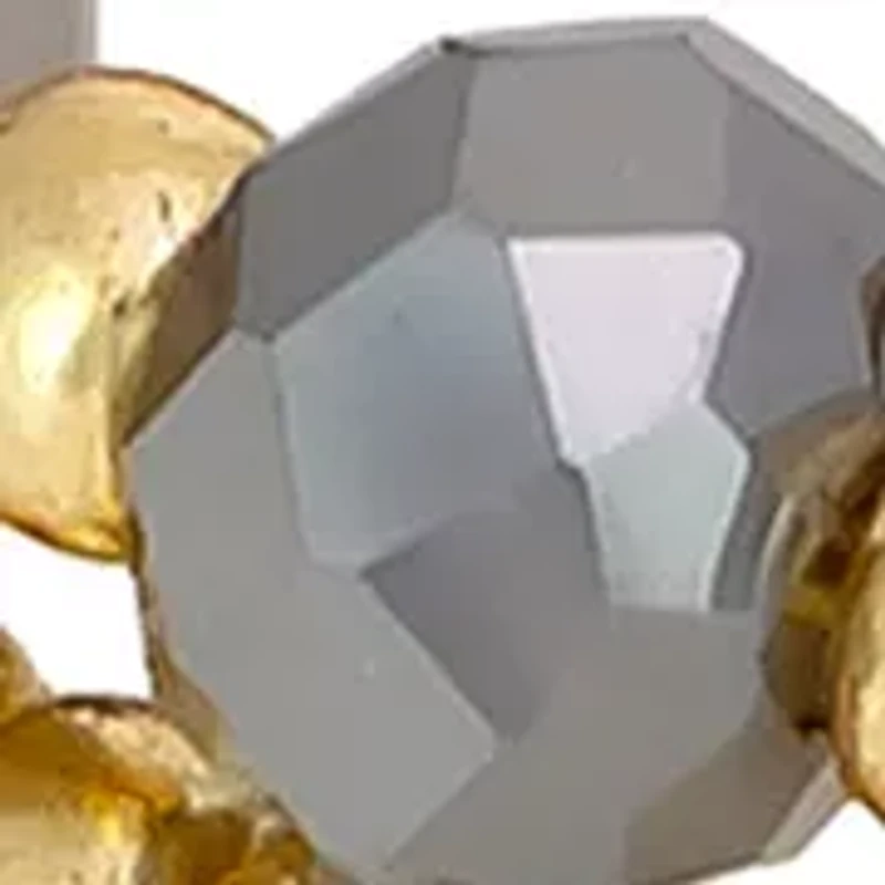 Grey Beaded Gold Tone Coil Bracelet