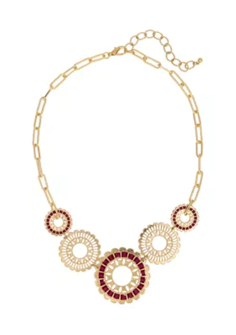 Cutout Disc Frontal Necklace
