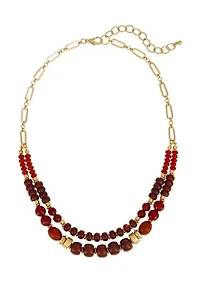 Multi Row Berry Gold Beaded Necklace