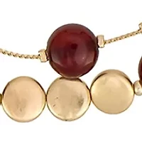 Burgundy Gold Tone Beaded Multi Row Necklace