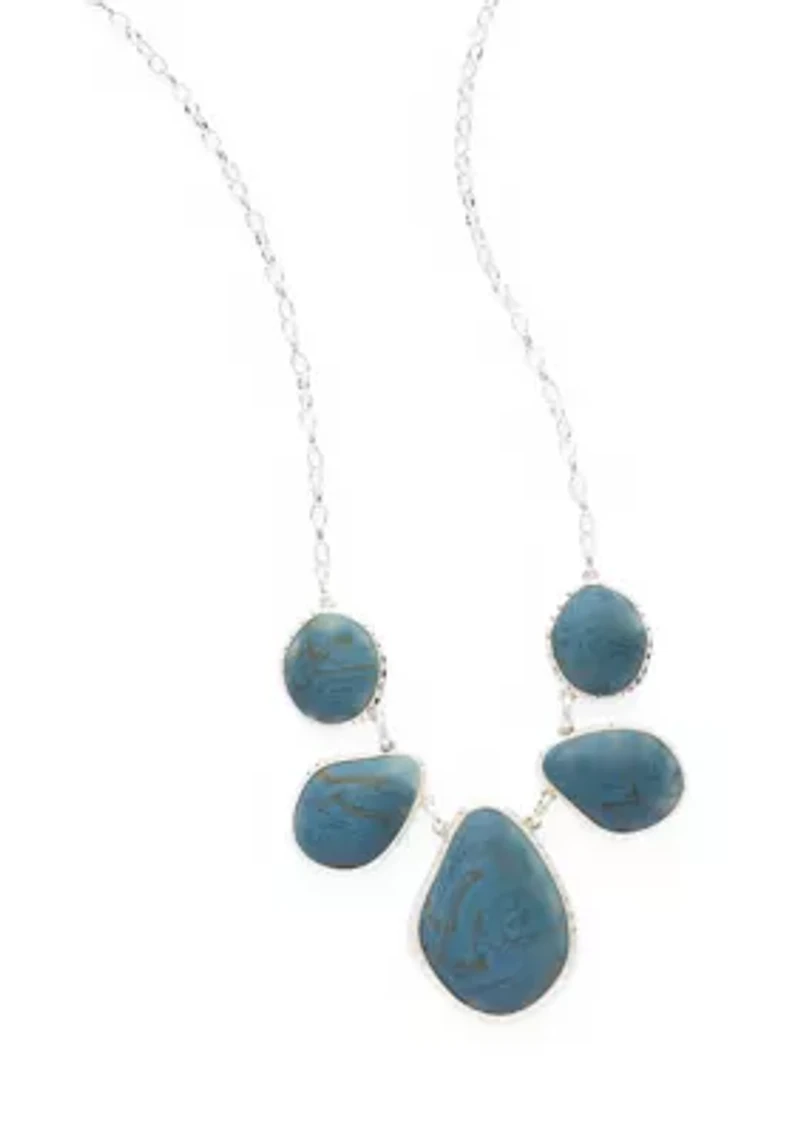 Blue Silver Tone Statement Necklace