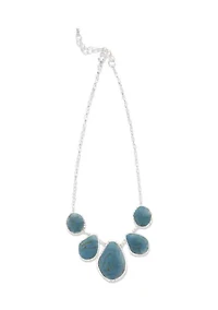 Blue Silver Tone Statement Necklace