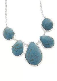 Blue Silver Tone Statement Necklace