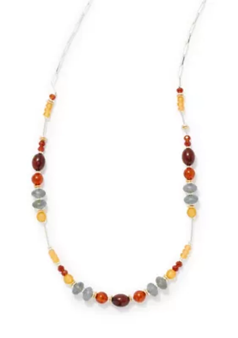 Silver Tone Multi Bead Necklace