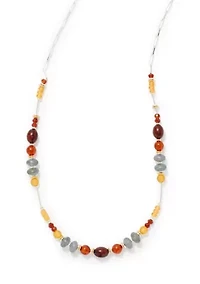 Silver Tone Multi Bead Necklace