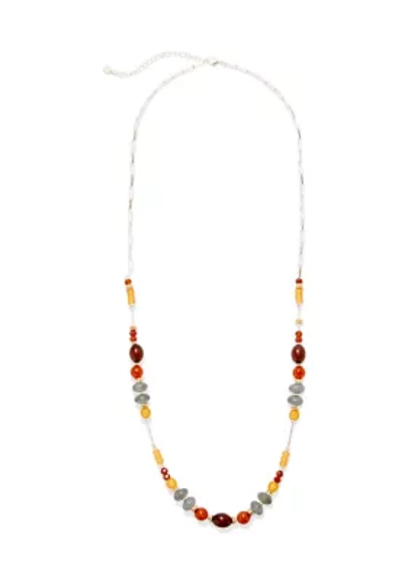 Silver Tone Multi Bead Necklace