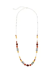 Silver Tone Multi Bead Necklace