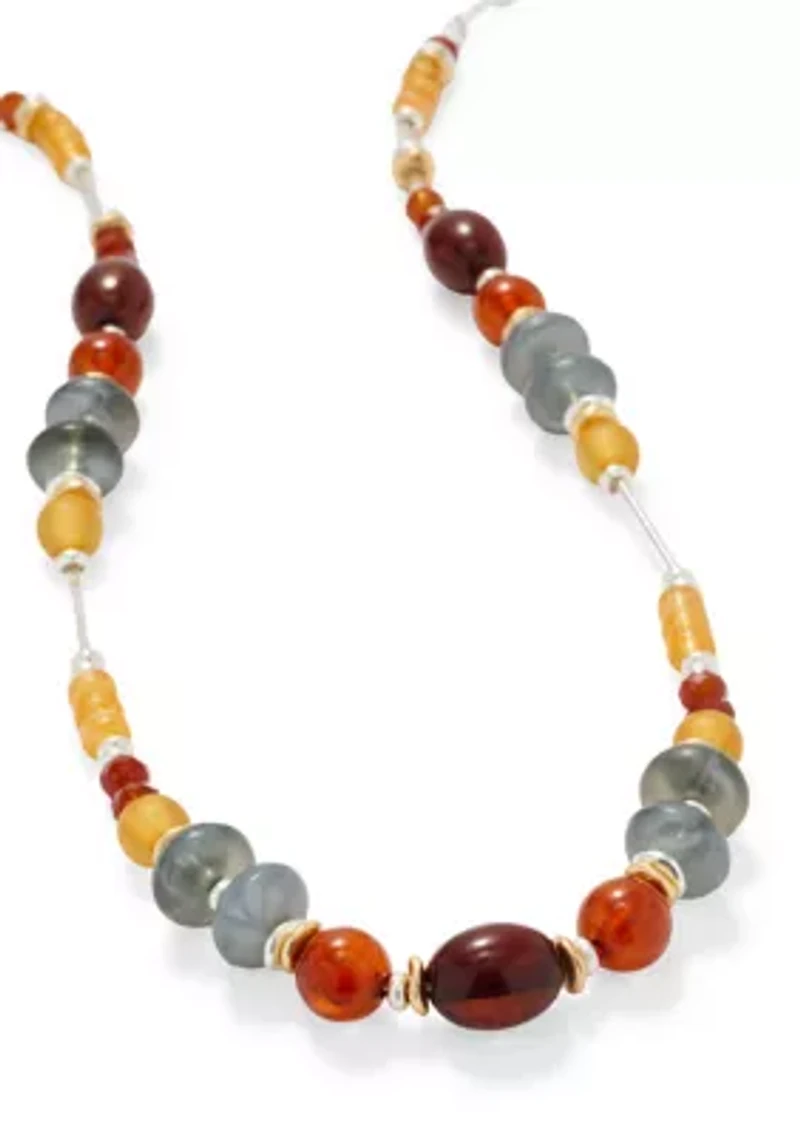 Silver Tone Multi Bead Necklace