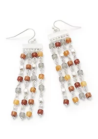 Silver Tone Multi Bead Chandelier Earrings