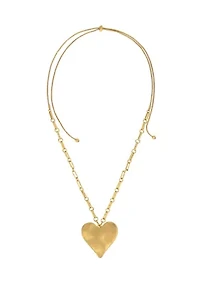 LONG ADJUSTABLE  PULL CHAIN HEART PENDANT NECKLACE