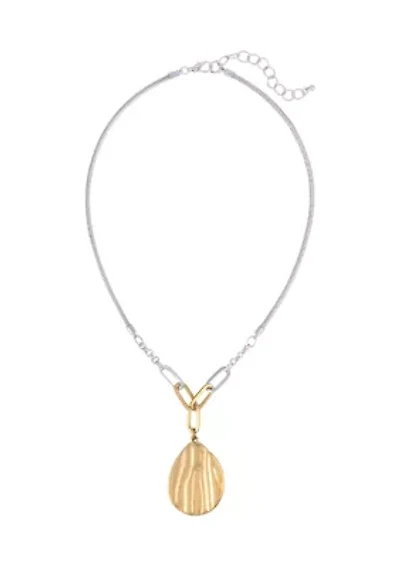 Textured Teardrop Pendant Necklace