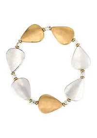 Two-Tone Linked Teardrop Stretch Bracelet 