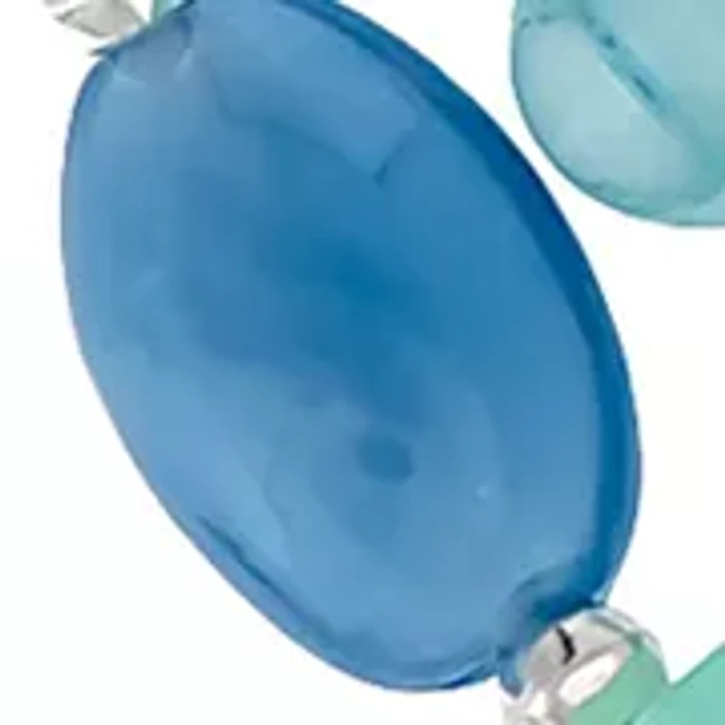 Silver Tone Graduated Multi Bead Frontal Necklace