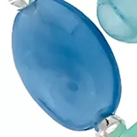 Silver Tone Graduated Multi Bead Frontal Necklace