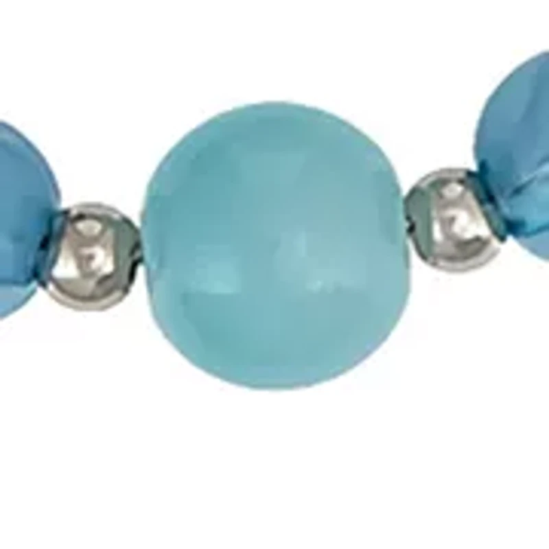 Silver Tone Two Row Bead Frontal Necklace