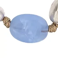 Silver Tone Long Bead Station Necklace