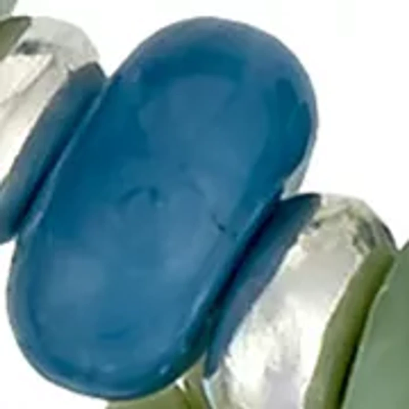 Silver Tone Three Row Multi-Bead Stretch Bracelet