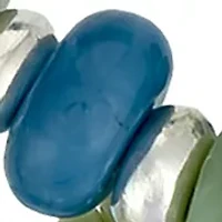 Silver Tone Three Row Multi-Bead Stretch Bracelet