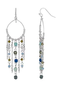 Multi Beaded Fringe Chandelier Earrings 