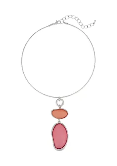 Pink Coral Double Pendant Statement Necklace
