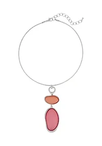 Pink Coral Double Pendant Statement Necklace