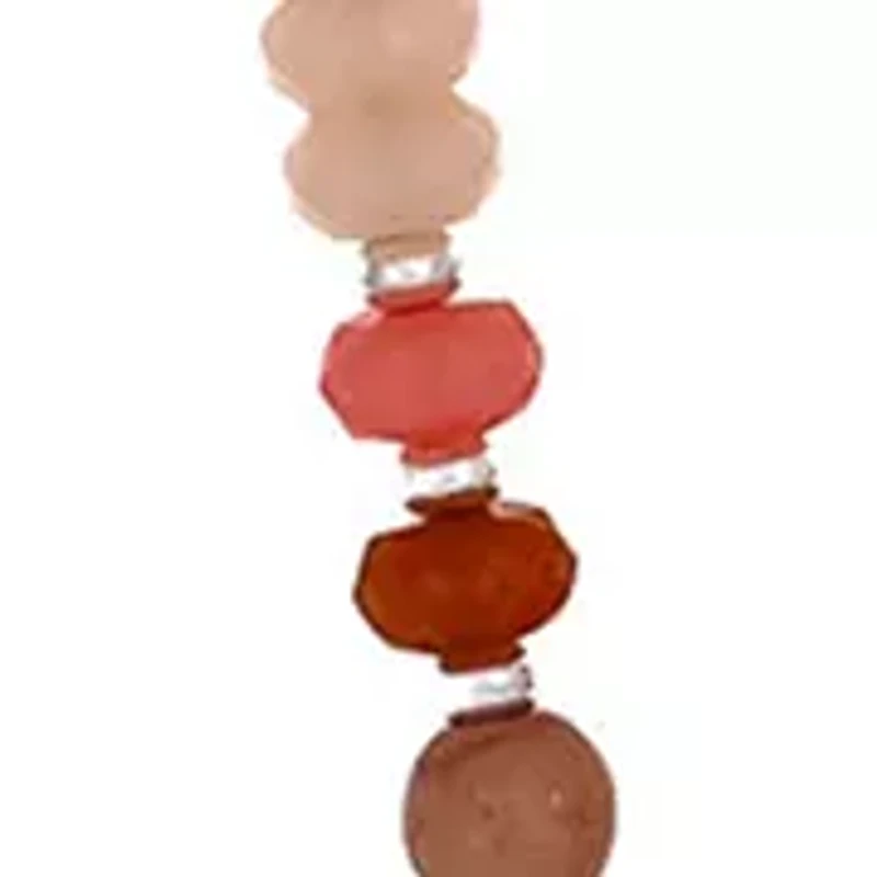 Large Silver Tone Pendant Beaded Necklace